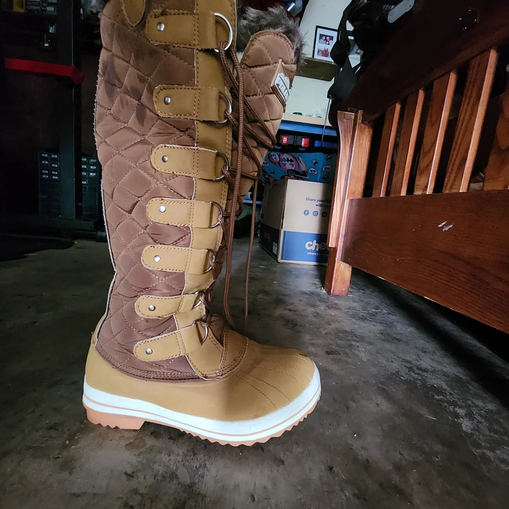 Brown and Tan Winter Lace-Up Boots - Picture 4 of 5